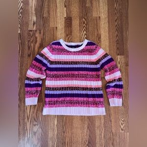 Y2K fuzzy striped sweater